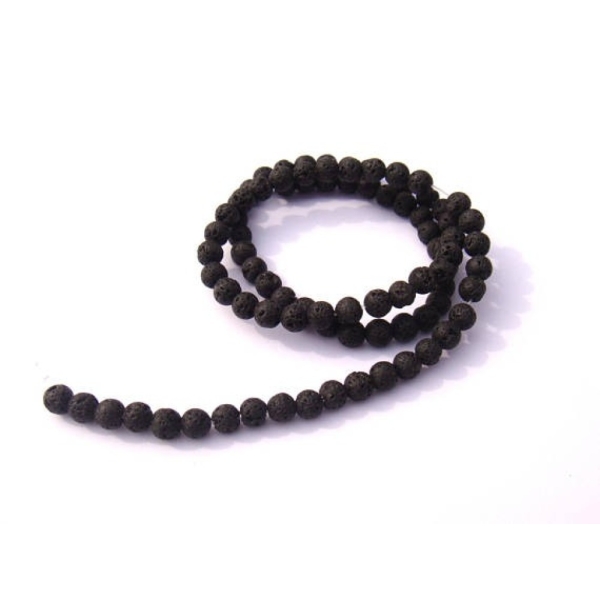 Pierre de Lave : 15 perles irrégulières 4 MM de diamètre - Photo n°1