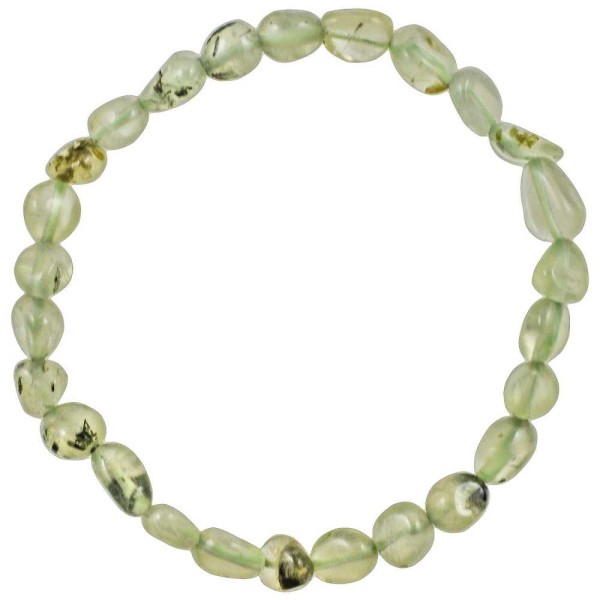 Bracelet en préhnite épidote - Perles roulées 8 à 12 mm. - Photo n°1