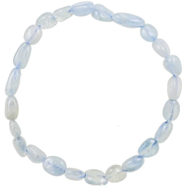 Bracelet en aigue-marine - Perles pierres roulées mini. - Photo n°2