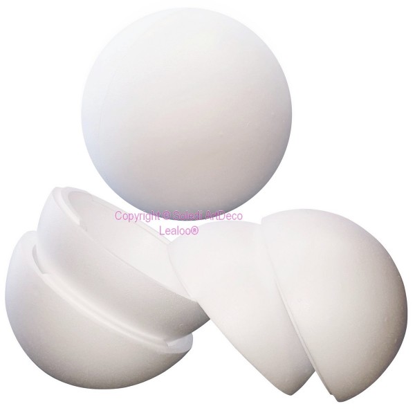 Lot de 3 Boules polystyrène diam. 30 cm séparables, Sphères creuses sécables en Styropor blanc densi - Photo n°1
