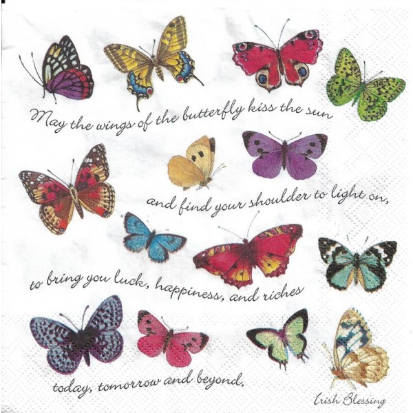 4 Serviettes en papier Papillons Colorés Format Lunch - Photo n°1