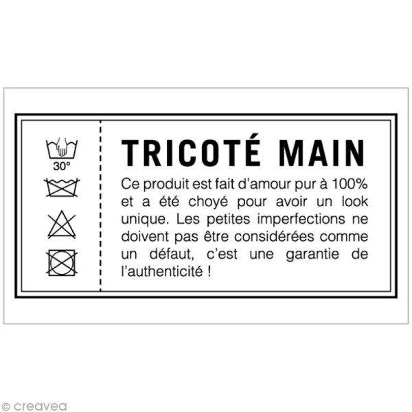 Tampon bois rétro Tricoté main - 5,5 x 2,5 cm - Photo n°1