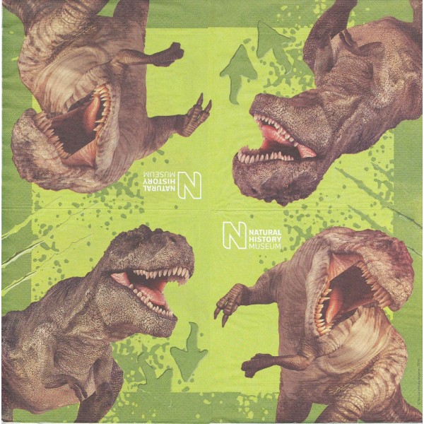 4 Serviettes en papier Dinosaure Tyrannosaure Format Lunch - Photo n°1