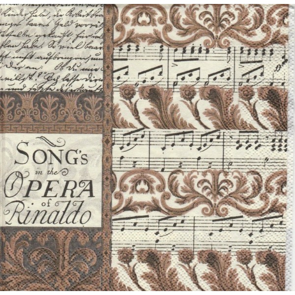 4 Serviettes en papier Musique Opéra Rinaldo Concert Format Cocktail Decoupage C-484660 IHR - Photo n°1