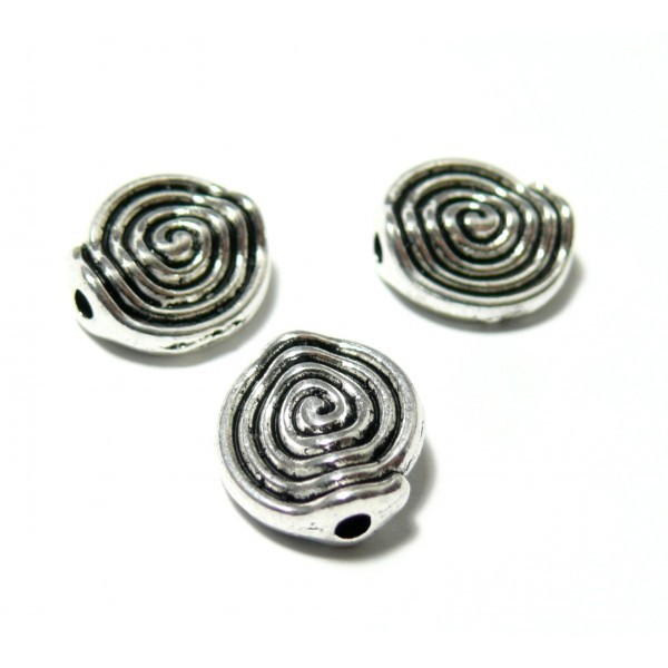 PS1106053 PAX: 25 Passants Perles Intercalaires Spirales 12mm metal couleur Argent Antique - Photo n°1