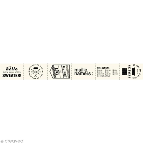 Assortiment de labels en tissu 2 cm - Textes anglais - 66 étiquettes - Photo n°1