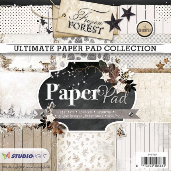 Bloc papier Studio Light - Frozen Forest - 15x15 - 36 feuilles - Photo n°1
