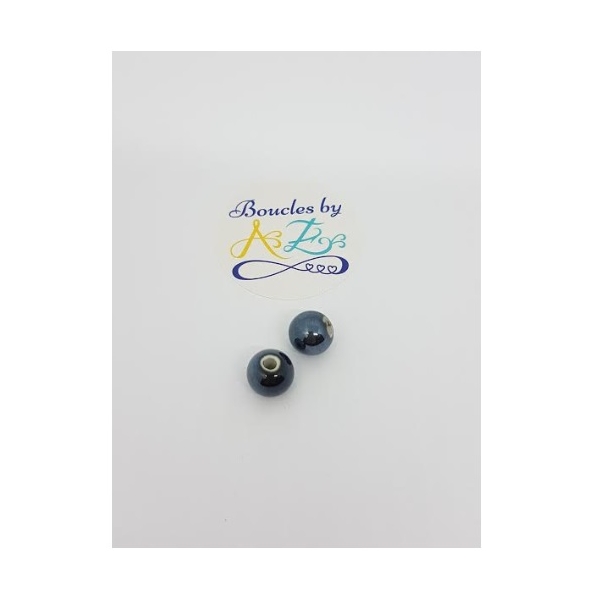 Perles noires en céramique 10mm x2 - Photo n°1