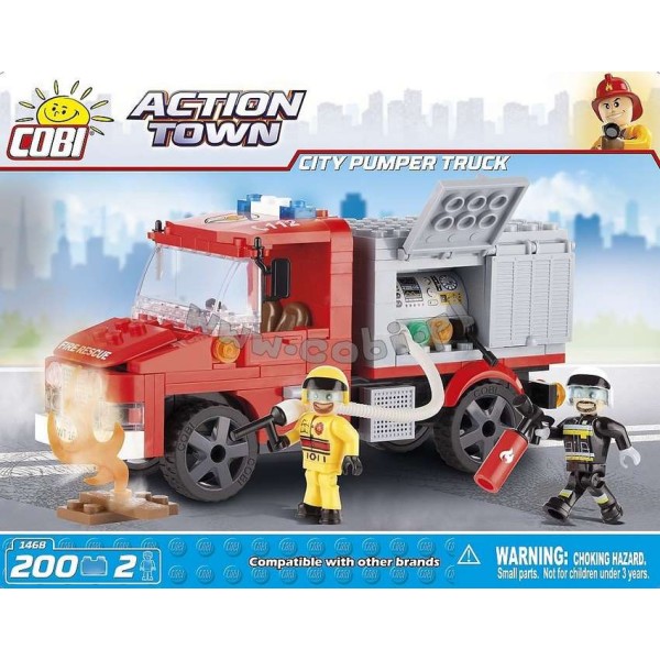 Action Town - Camion de pompier - 200 pcs - 2 figurines Cobi - Photo n°1