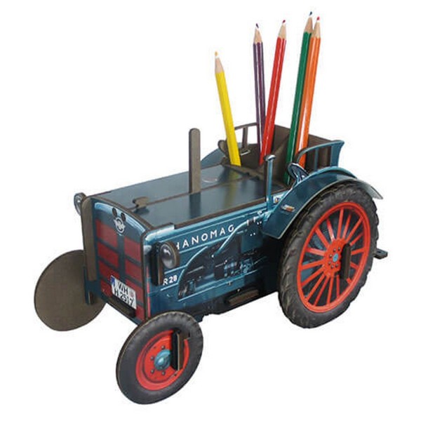 Hanomag Pot à crayon en bois éco certifié, rangement sous le capot - 15 x 22,5 x 11,3 cm Werkhaus - Photo n°1