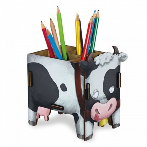 Vache Pot à crayon en bois éco certifié - 13 x 12,5 x 10 cm Werkhaus - Photo n°1
