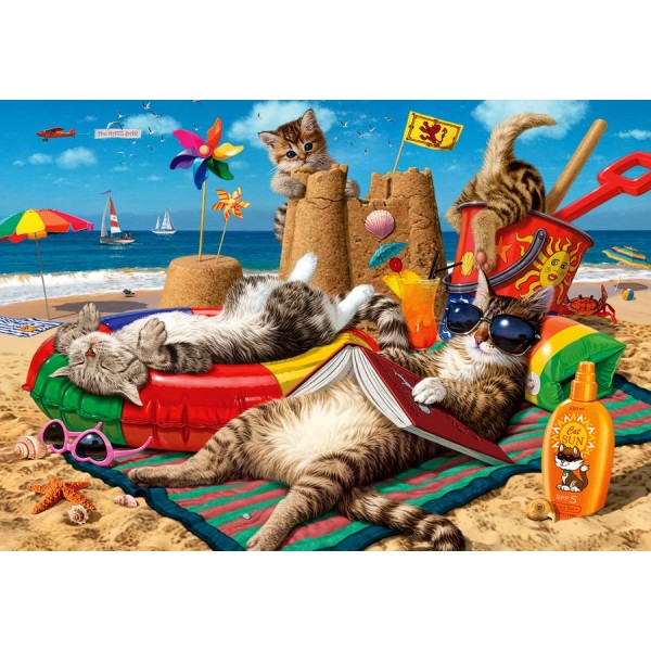 Les chats à la plage - Puzzle 260 pièces Anatolian - Photo n°1