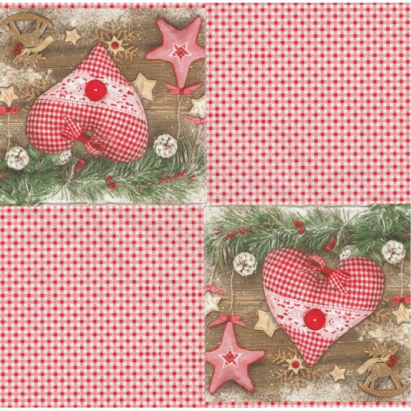 4 Serviettes en papier Coeur de Noël Format Lunch - Photo n°1