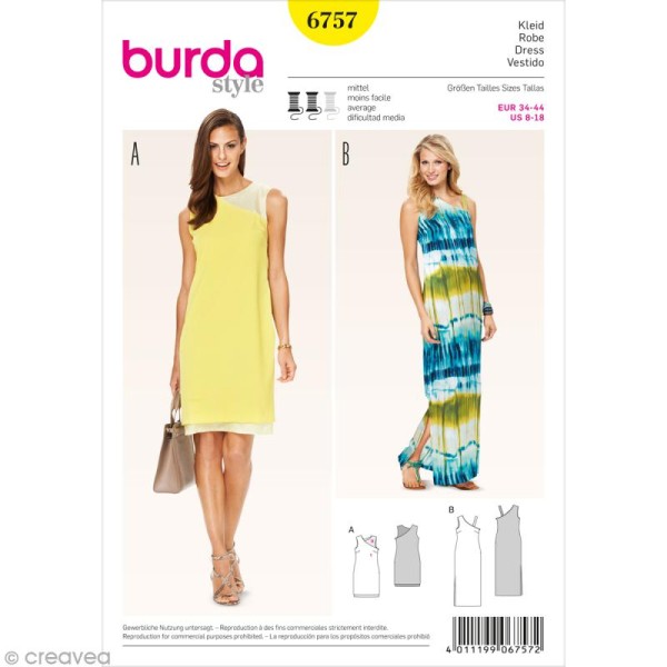 Patron Burda - Femme - Robe d'été sans manches - 6757 - Photo n°1