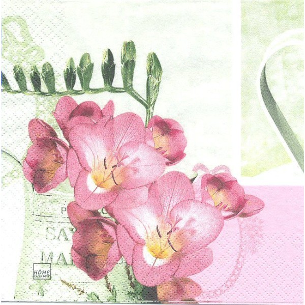 4 Serviettes en papier Fleur Freesia Vintage Format Lunch Decoupage Decopatch 211231 Home Fashion - Photo n°1