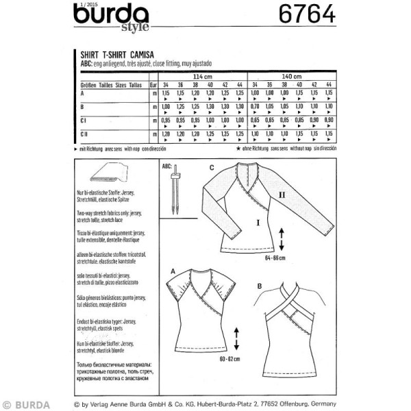Patron Burda - Femme - Tee-shirt décolleté - 6764 - Photo n°4