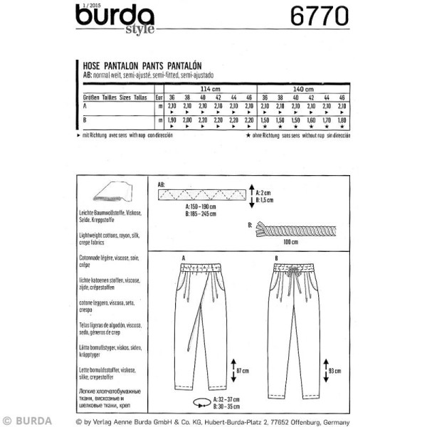 Patron Burda - Femme - Pantalon droit décontracté - 6770 - Photo n°4