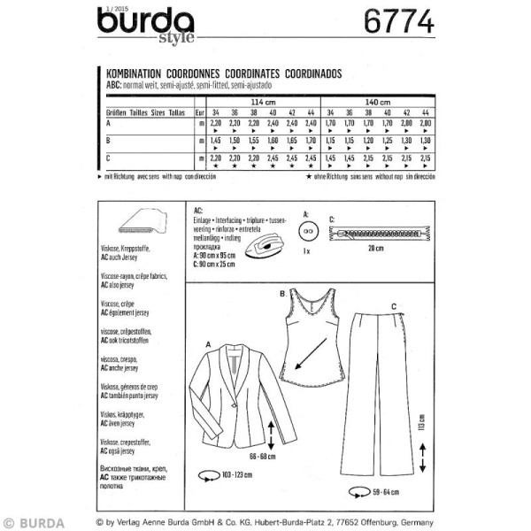 Patron Burda - Femme - Tailleur pantalon - 6774 - Photo n°4