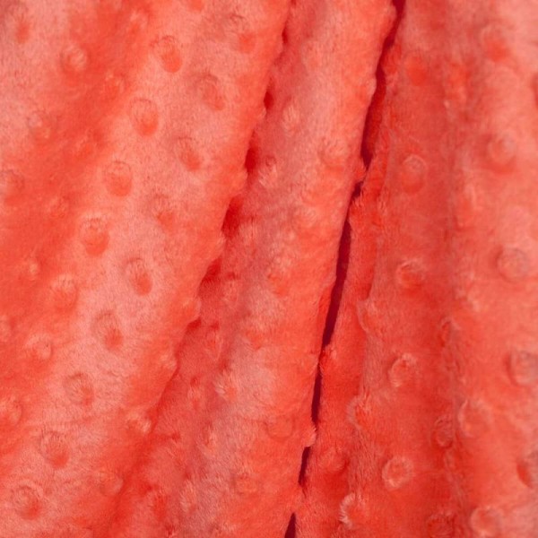 Tissu minkee à pois corail - Photo n°1