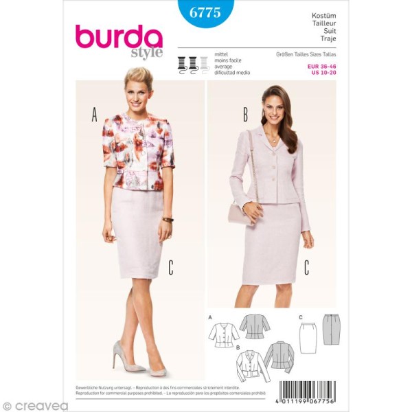 Patron Burda - Femme - Tailleur jupe classique - 6775 - Photo n°1