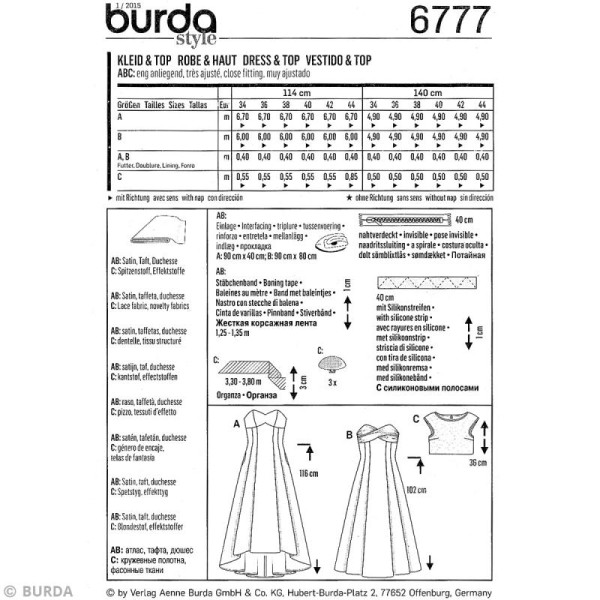Patron Burda - Femme - Robe de soirée bustier - 6777 - Photo n°4