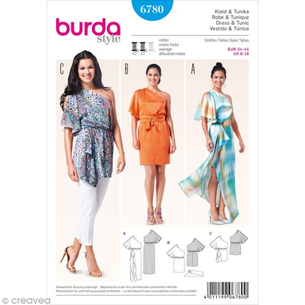 Patron Burda - Femme - Robe et tunique fluides - 6780 - Photo n°1