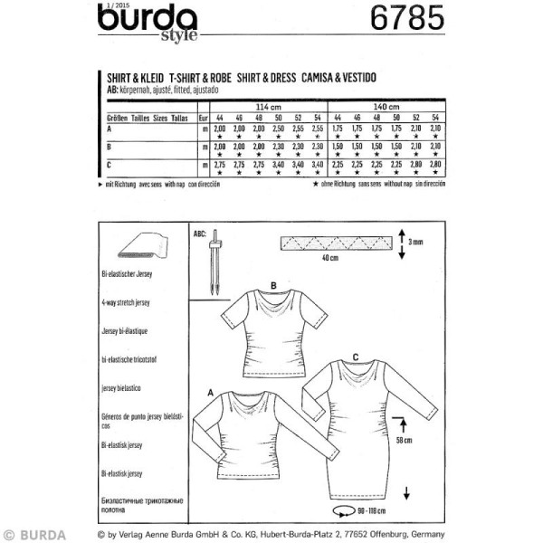 Patron Burda - Femme - Tee-shirt et robe grande taille - 6785 - Photo n°4