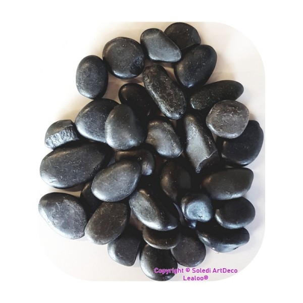 Cailloux de rivière Couleur Noir décoratifs de 2 à 5 cm, 1 kilo gros galets naturels lisses - Photo n°1