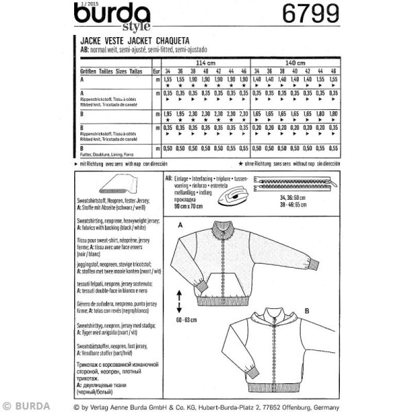 Patron Burda - Jeune fille - Veste sportwear - 6799 - Photo n°4