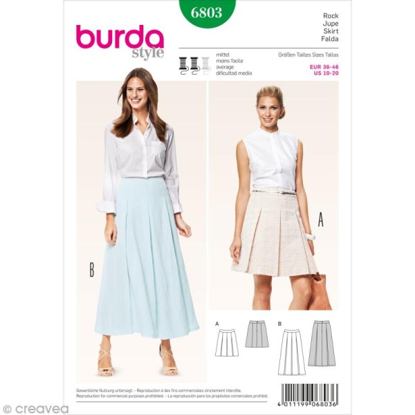 Patron Burda - Femme - Jupe plissée - 6803 - Photo n°1