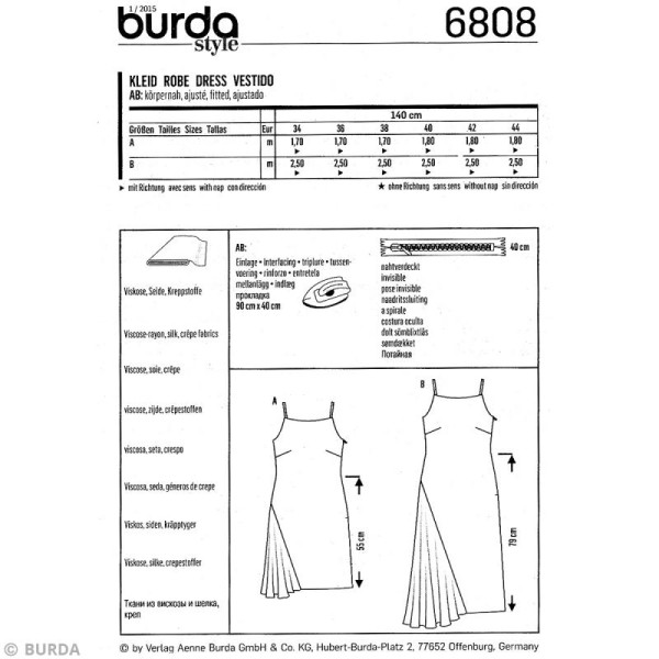 Patron Burda - Femme - Robe à pan asymétrique - 6808 - Photo n°4
