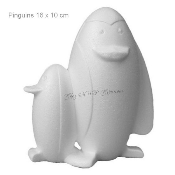 Pingouins 16 x 10 cm polystyrène blanc - Photo n°1