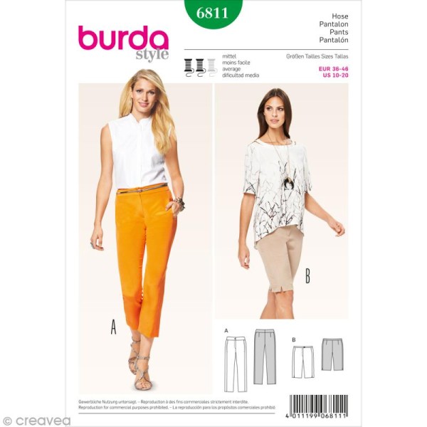 Patron Burda - Femme - Pantalon et bermuda - 6811 - Photo n°1