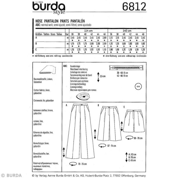 Patron Burda - Femme - Pantalon large 3 longueurs - 6812 - Photo n°4
