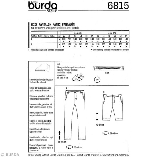 Patron Burda - Homme - Pantalon jeans et bermuda - 6815 - Photo n°4