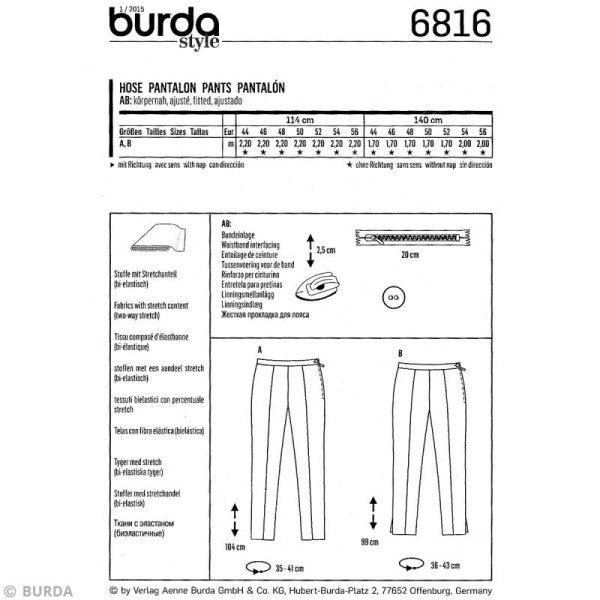 Patron Burda - Femme - Pantalon à pinces grande taille - 6816 - Photo n°4