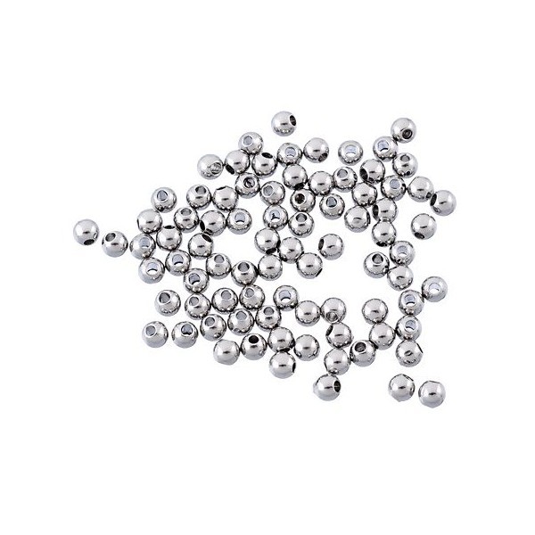 S1183592 PAX 50 perles intercalaires billes 3mm Acier Inoxydable - Photo n°1
