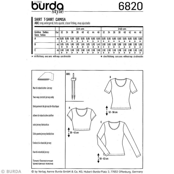 Patron Burda - Femme - Tee-shirt basique - 6820 - Photo n°4