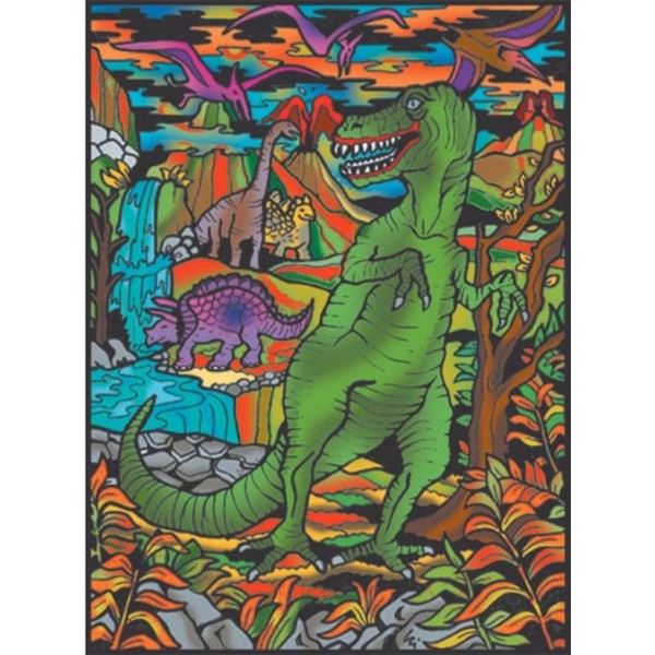 T-Rex - 12 feutres inclus - 21 x 29,7 cm - à colorier Colorvelvet - Photo n°1