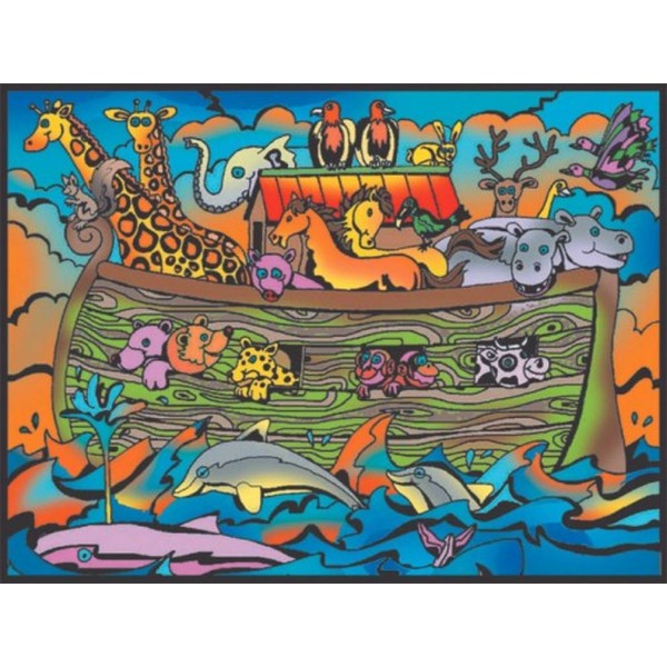 L'Arche de Noe - crayons inclus - 28 x 37 - à colorier Colorvelvet - Photo n°1