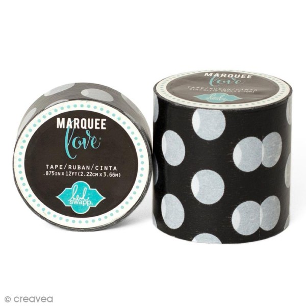 Masking tape large Marquee Love - Noir à pois blancs - 5,08 cm x 2,74 m - Photo n°1
