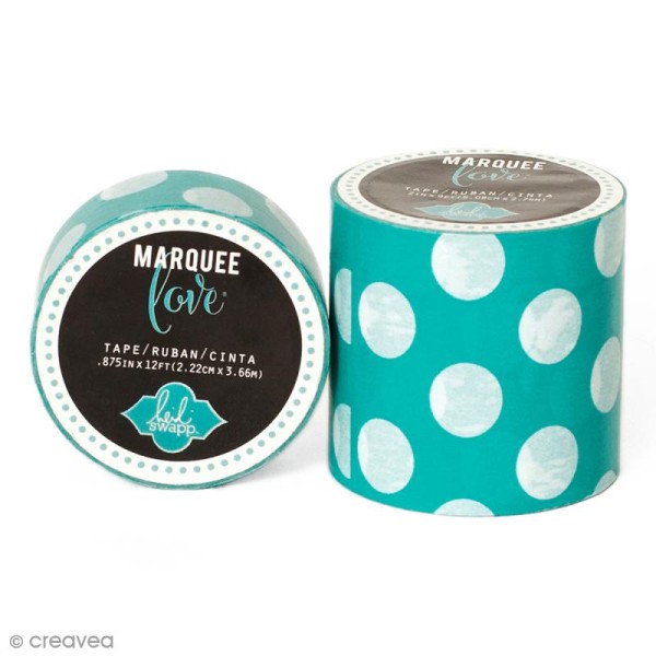 Masking tape large Marquee Love - Bleu turquoise à pois blancs - 5,08 cm x 2,74 m - Photo n°1