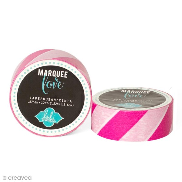 Masking tape Marquee Love - Rayures roses - 2,22 cm x 3,66 m - Photo n°1