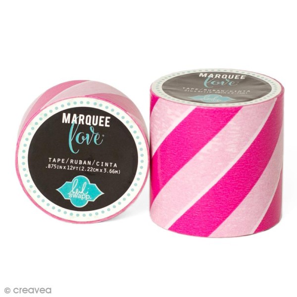 Masking tape large Marquee Love - Rayures roses - 5,08 cm x 2,74 m - Photo n°1