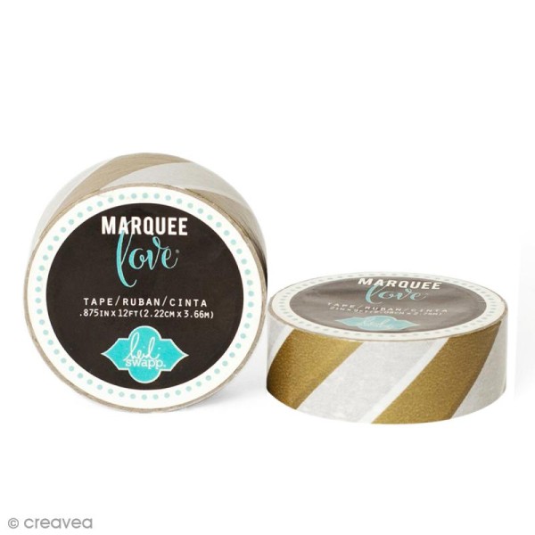 Masking tape Marquee Love - Rayures dorées - 2,22 cm x 3,66 m - Photo n°1