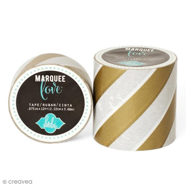 Masking tape large Marquee Love - Rayures dorées - 5,08 cm x 2,74 m - Photo n°1