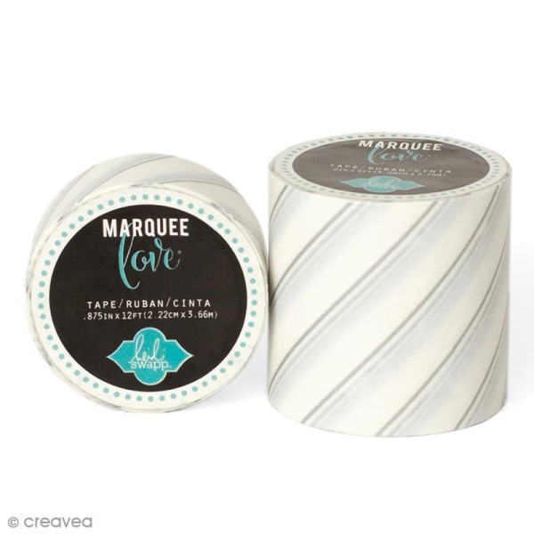 Masking tape large Marquee Love - Rayures grises - 5,08 cm x 2,74 m - Photo n°1