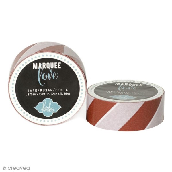 Masking tape Marquee Love - Rayures rouges - 2,22 cm x 3,66 m - Photo n°1