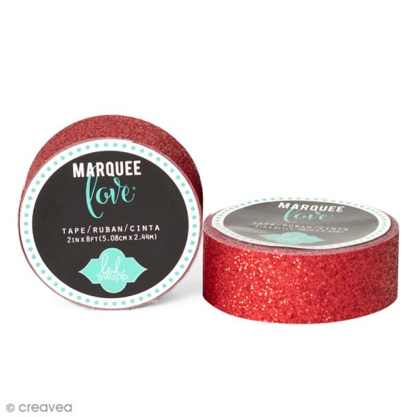 Masking tape pailleté Marquee Love - Rouge - 2,22 cm x 3,05 m - Photo n°1