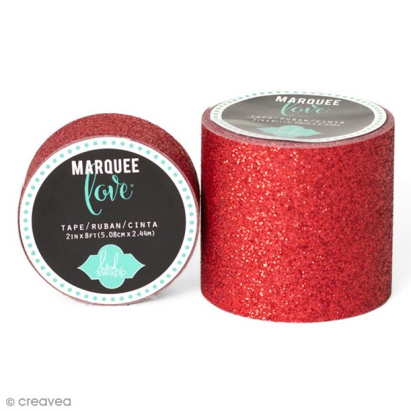 Masking tape large pailleté Marquee Love - Rouge - 5,08 cm x 2,44 m - Photo n°1
